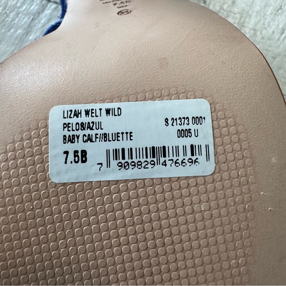 SCHUTZ Lizah Welt Wild NWOT size 7.5 Blue Calf Hair Leather Sandal Triangle Heel - Picture 10 of 12